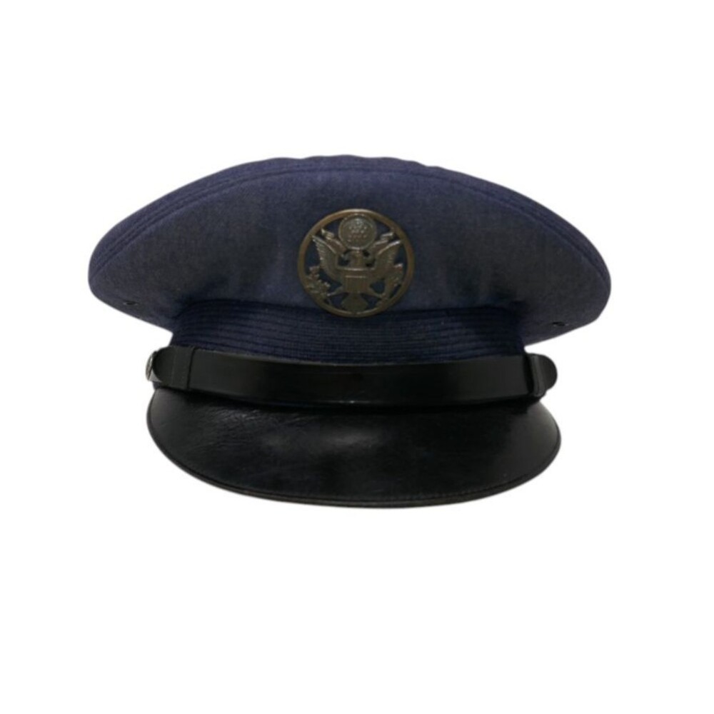 US Air Force USAF Officer Blue Uniform Hat Cap w Metal Eagle Emblem Size 7 1/8